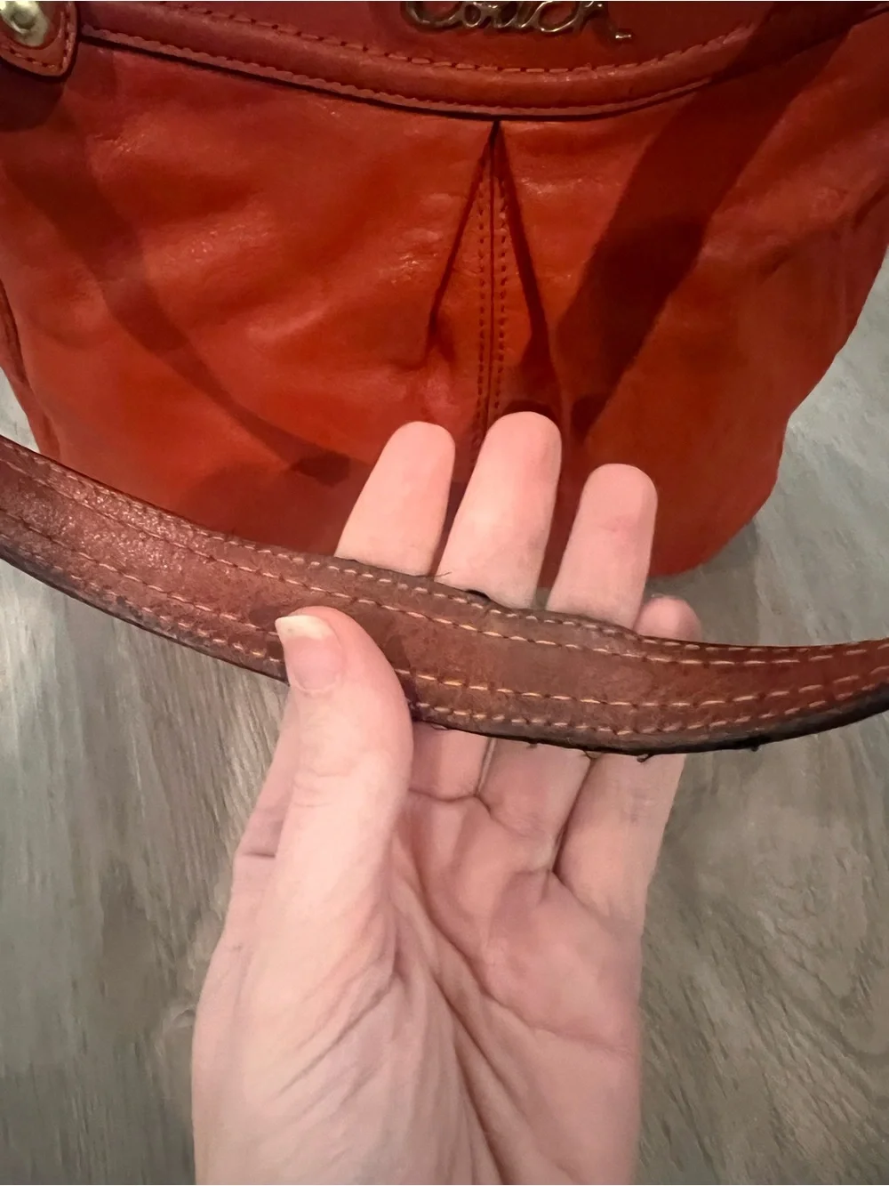 Coach Leather Shoulder Hobo in Burnt Orange